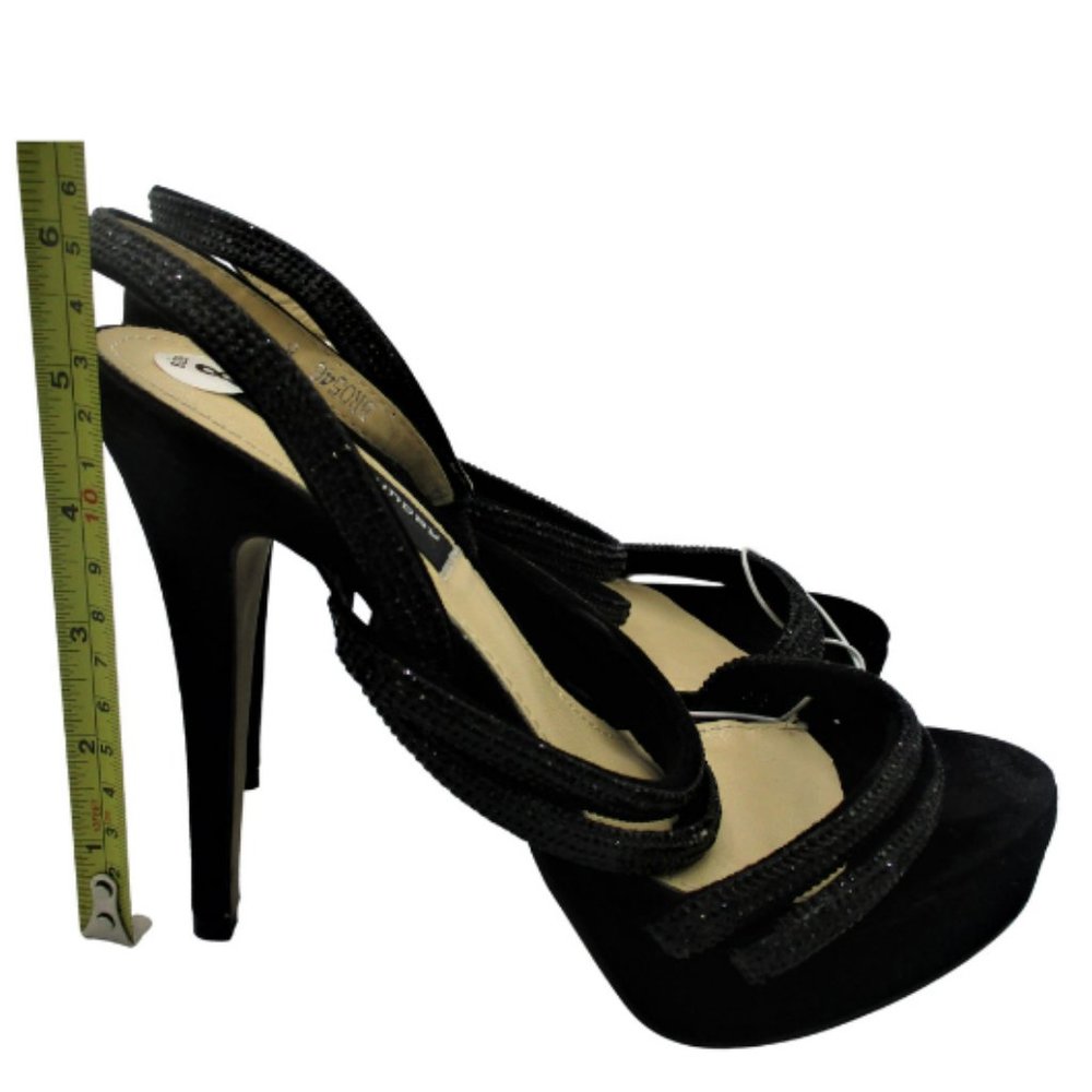 Used- Excellent- Chinese Laundry Elise Black Rhinestone Strappy High Heel Size 8